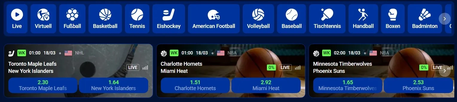Sportwetten-Angebot